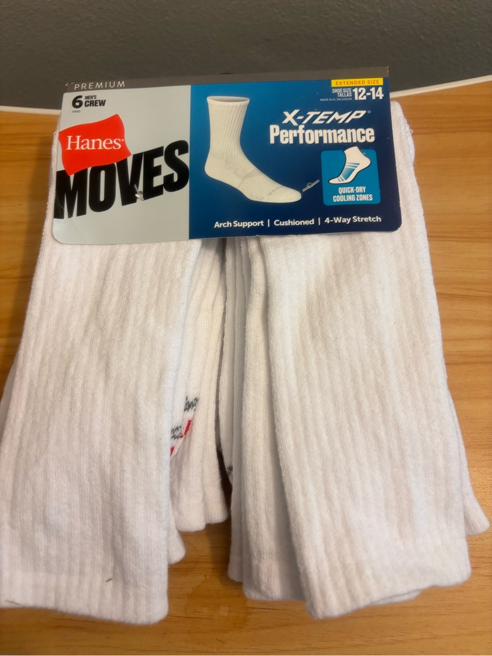 Hanes White Athletic Crew Socks - 6 Pack